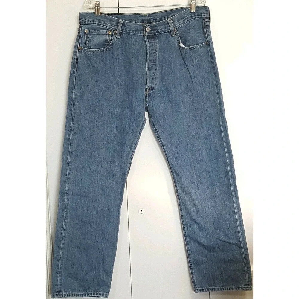 Levi Levi's 501 Men's Jeans 36x30 Straight Fit Button Fly Blue 100% Cotton